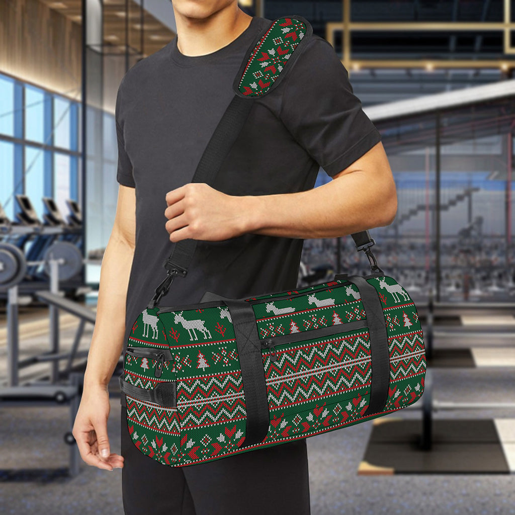 Christmas Holiday Knitted Pattern Print Gym Bag