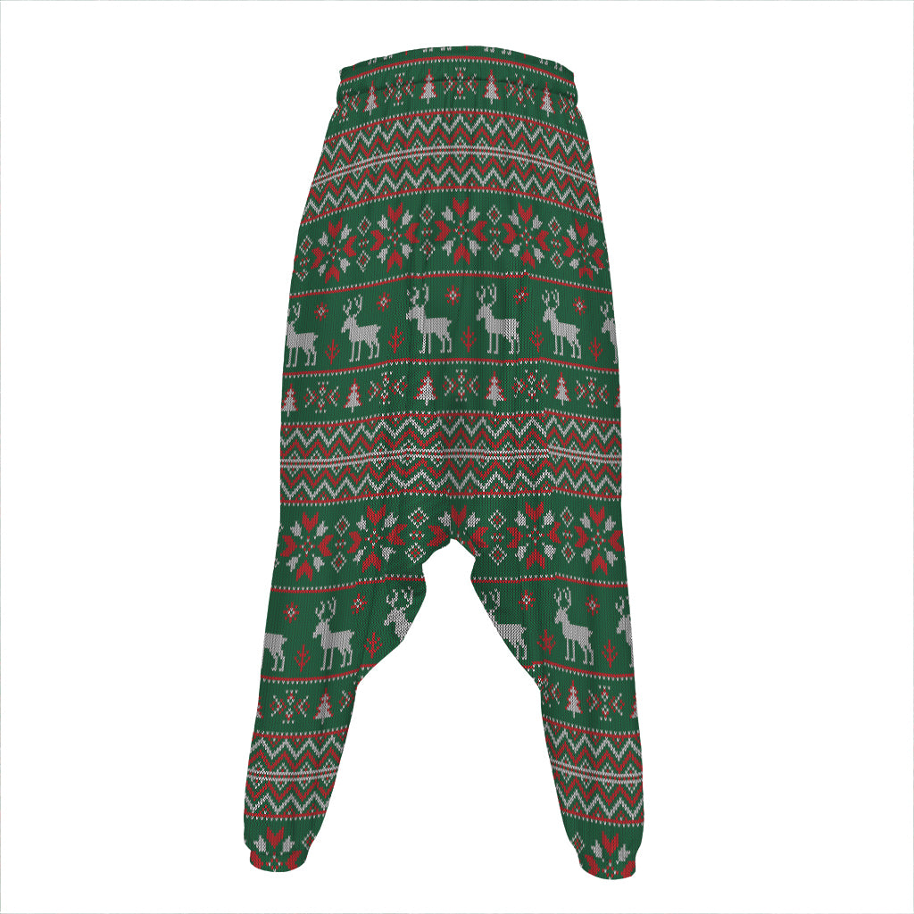 Christmas Holiday Knitted Pattern Print Hammer Pants