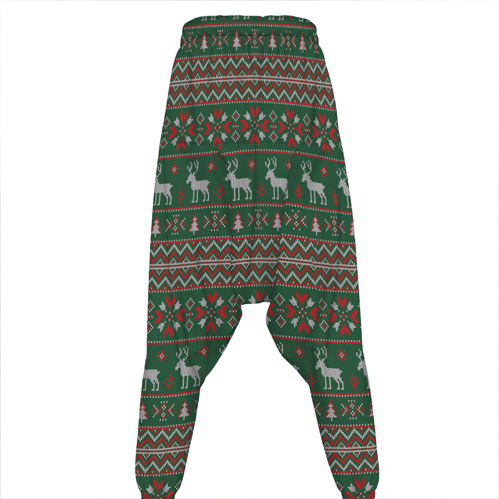 Christmas Holiday Knitted Pattern Print Hammer Pants