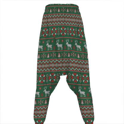 Christmas Holiday Knitted Pattern Print Hammer Pants