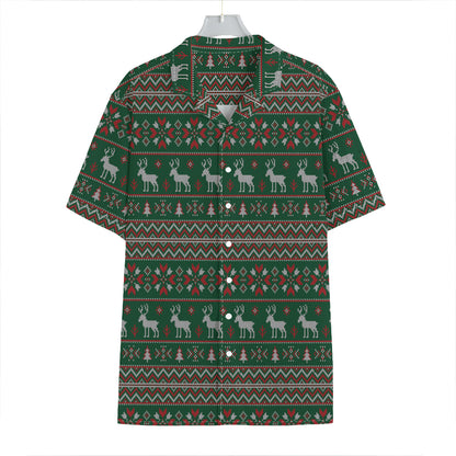 Christmas Holiday Knitted Pattern Print Hawaiian Shirt