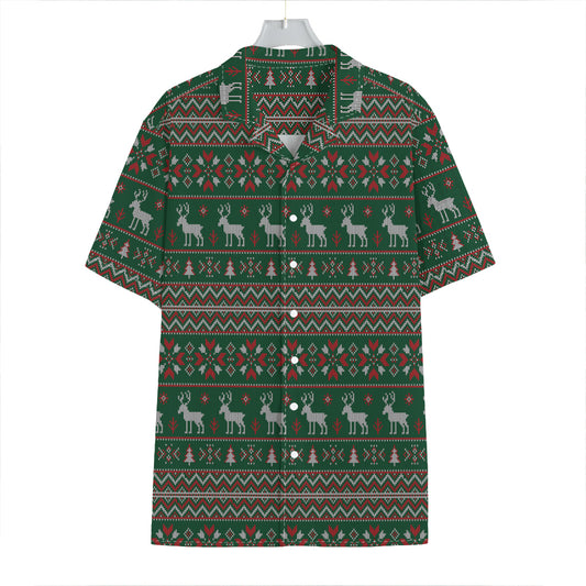 Christmas Holiday Knitted Pattern Print Hawaiian Shirt