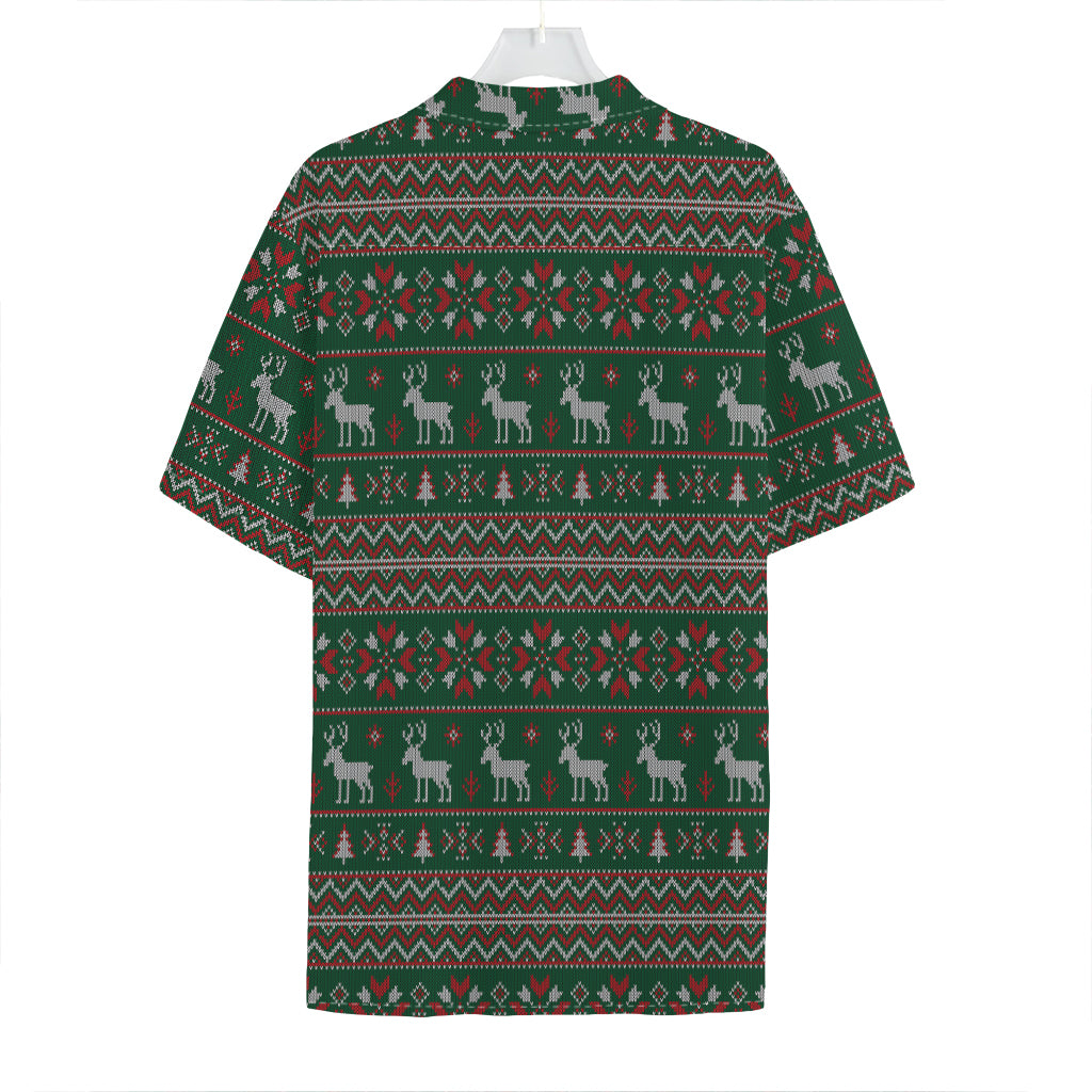 Christmas Holiday Knitted Pattern Print Hawaiian Shirt
