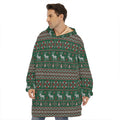 Christmas Holiday Knitted Pattern Print Hoodie Blanket