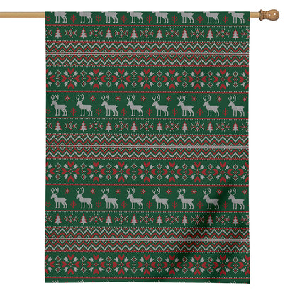 Christmas Holiday Knitted Pattern Print House Flag