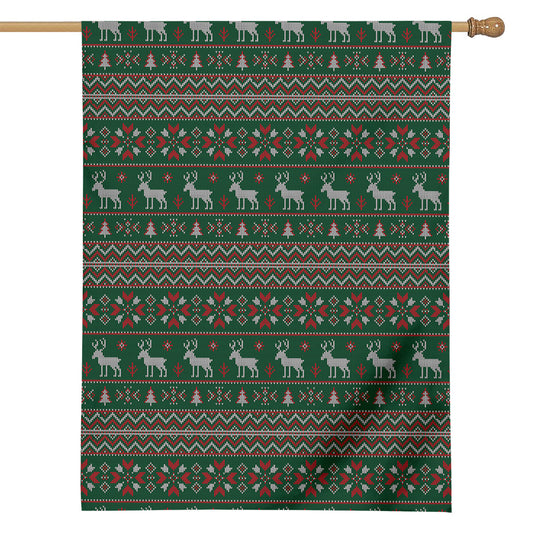 Christmas Holiday Knitted Pattern Print House Flag