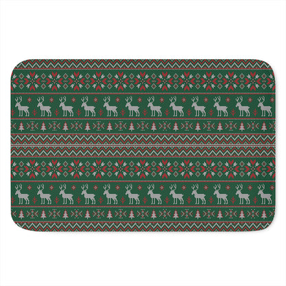 Christmas Holiday Knitted Pattern Print Indoor Door Mat