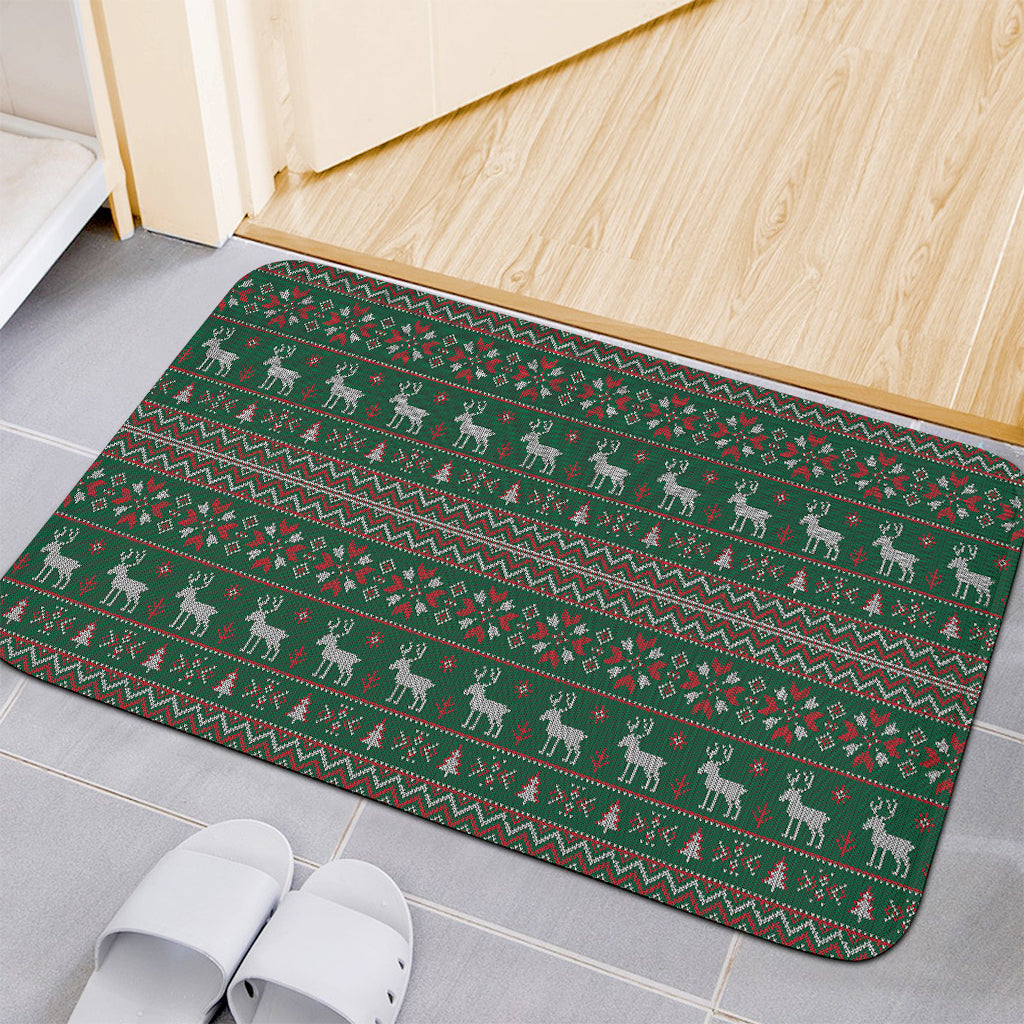 Christmas Holiday Knitted Pattern Print Indoor Door Mat