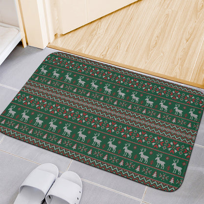 Christmas Holiday Knitted Pattern Print Indoor Door Mat