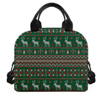 Christmas Holiday Knitted Pattern Print Insulated Lunch Bag