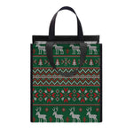 Christmas Holiday Knitted Pattern Print Insulated Lunch Tote
