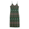 Christmas Holiday Knitted Pattern Print Jersey Midi Cami Dress