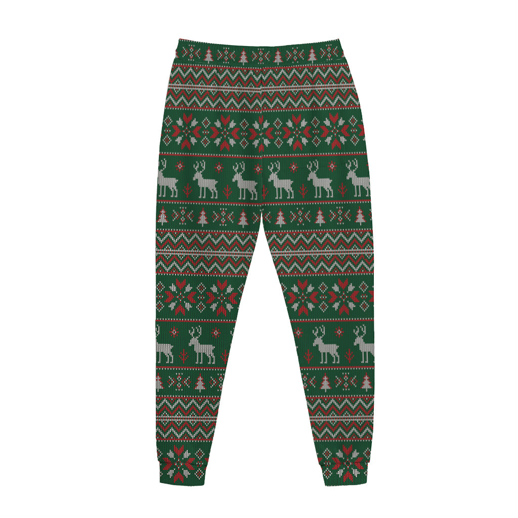 Christmas Holiday Knitted Pattern Print Jogger Pants
