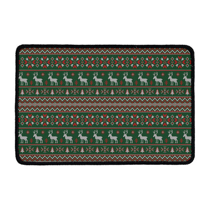 Christmas Holiday Knitted Pattern Print Kitchen Mat