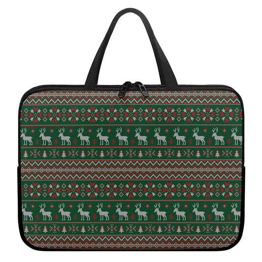 Christmas Holiday Knitted Pattern Print Laptop Sleeve With Handle