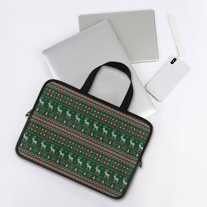 Christmas Holiday Knitted Pattern Print Laptop Sleeve With Handle