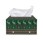 Christmas Holiday Knitted Pattern Print Leather Tissue Box Cover