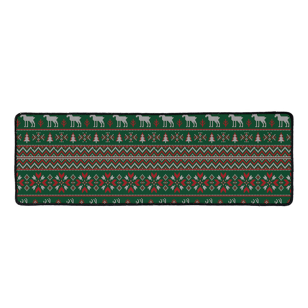Christmas Holiday Knitted Pattern Print Long Kitchen Mat