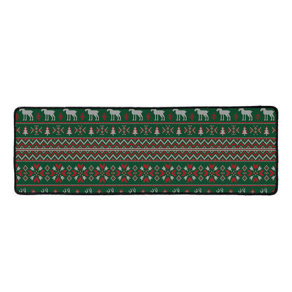 Christmas Holiday Knitted Pattern Print Long Kitchen Mat