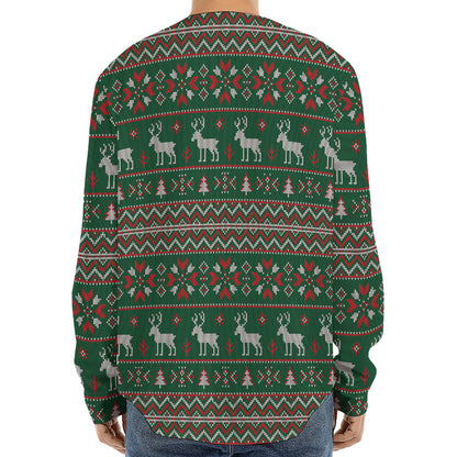 Christmas Holiday Knitted Pattern Print Long Sleeve Baseball Jersey