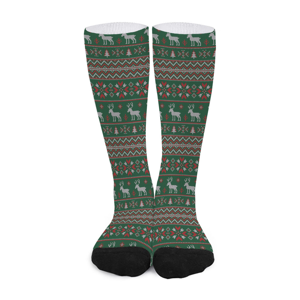 Christmas Holiday Knitted Pattern Print Long Socks