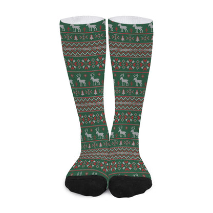 Christmas Holiday Knitted Pattern Print Long Socks