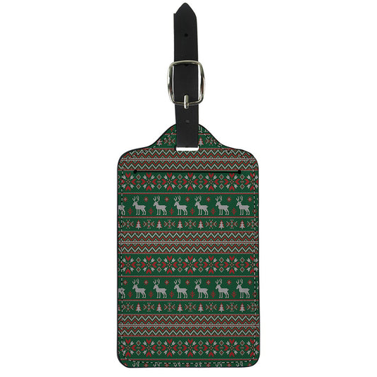 Christmas Holiday Knitted Pattern Print Luggage Tag