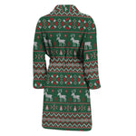 Christmas Holiday Knitted Pattern Print Men's Bathrobe