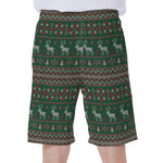Christmas Holiday Knitted Pattern Print Men's Beach Shorts