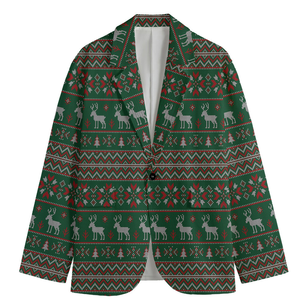Christmas Holiday Knitted Pattern Print Men's Blazer