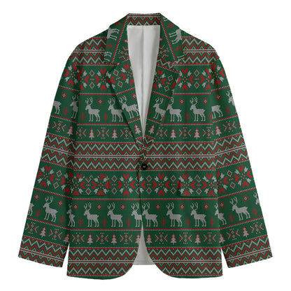 Christmas Holiday Knitted Pattern Print Men's Blazer