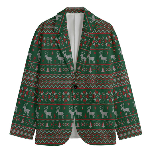 Christmas Holiday Knitted Pattern Print Men's Blazer