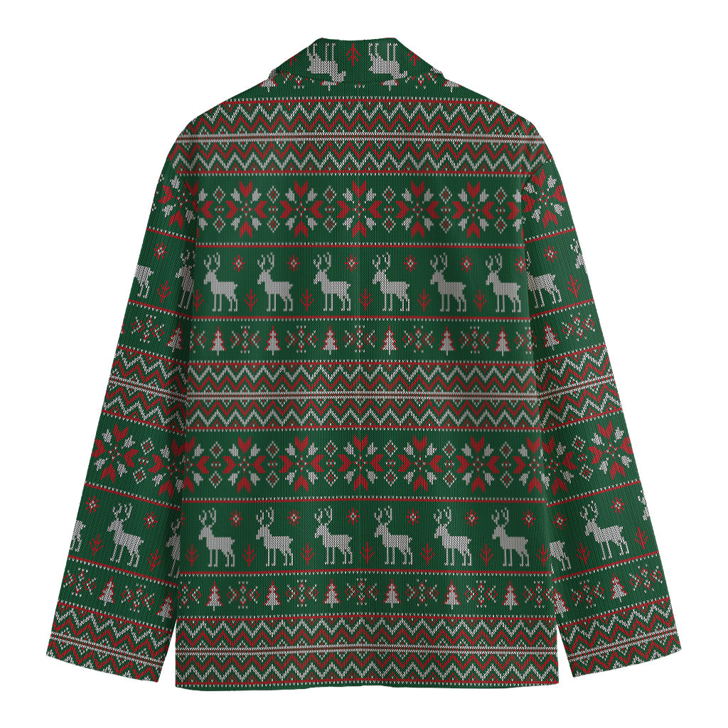Christmas Holiday Knitted Pattern Print Men's Blazer