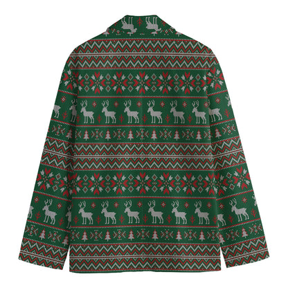 Christmas Holiday Knitted Pattern Print Men's Blazer