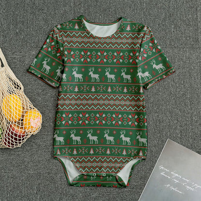 Christmas Holiday Knitted Pattern Print Men's Bodysuit
