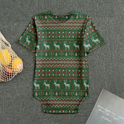 Christmas Holiday Knitted Pattern Print Men's Bodysuit