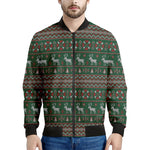 Christmas Holiday Knitted Pattern Print Men's Bomber Jacket