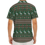 Christmas Holiday Knitted Pattern Print Men's Deep V-Neck Shirt