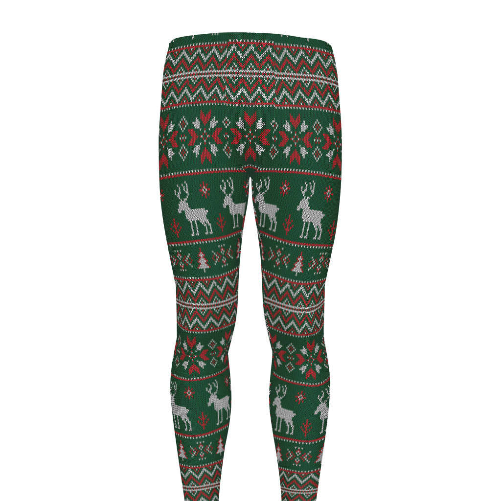Christmas Holiday Knitted Pattern Print Men's leggings