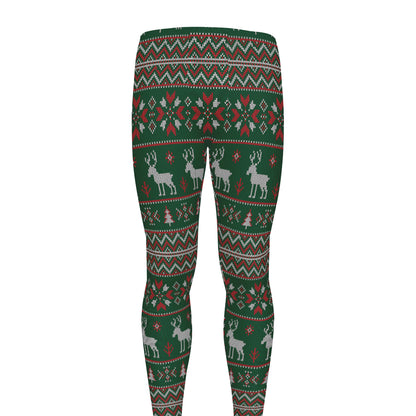 Christmas Holiday Knitted Pattern Print Men's leggings
