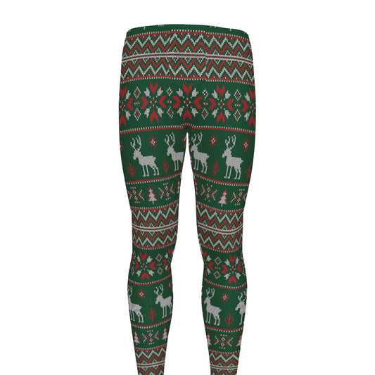 Christmas Holiday Knitted Pattern Print Men's leggings
