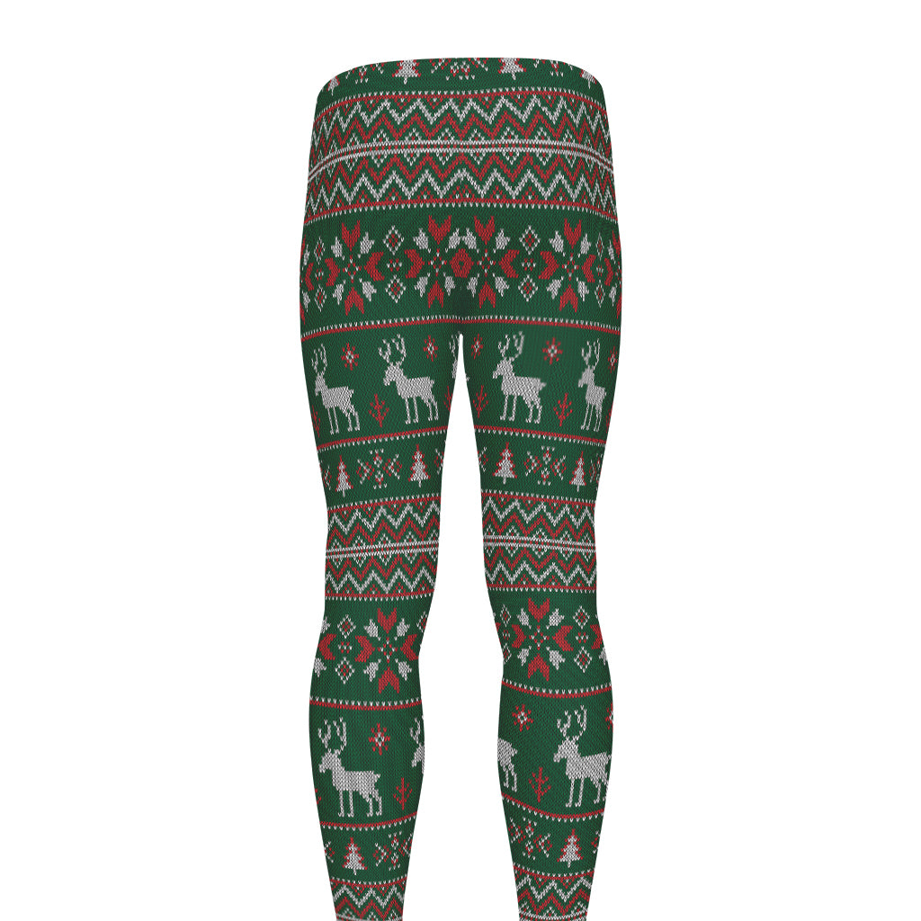 Christmas Holiday Knitted Pattern Print Men's leggings