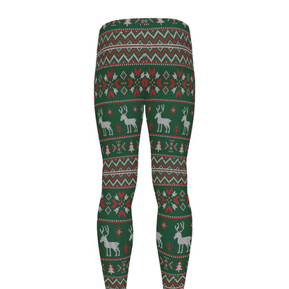 Christmas Holiday Knitted Pattern Print Men's leggings