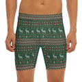 Christmas Holiday Knitted Pattern Print Men's Long Boxer Briefs