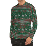 Christmas Holiday Knitted Pattern Print Men's Long Sleeve Rash Guard