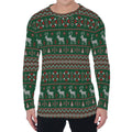 Christmas Holiday Knitted Pattern Print Men's Long Sleeve T-Shirt