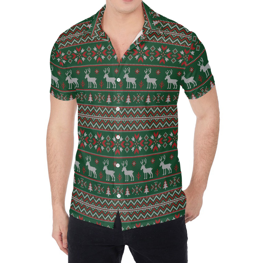 Christmas Holiday Knitted Pattern Print Men's Shirt
