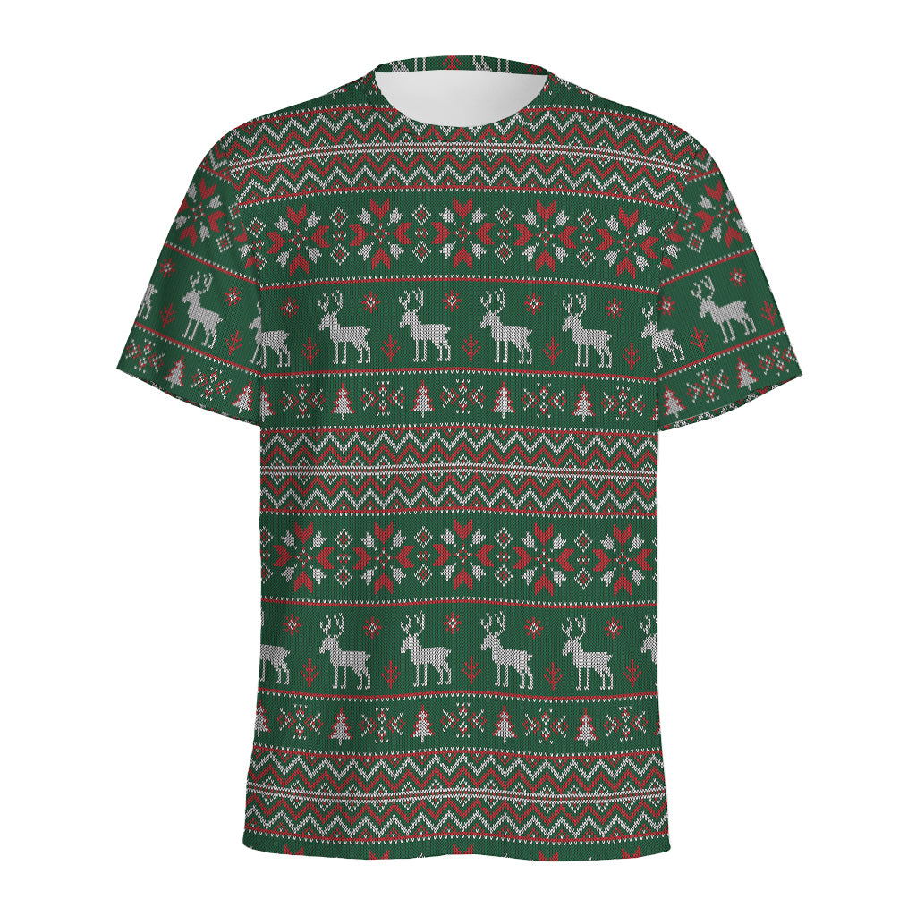 Christmas Holiday Knitted Pattern Print Men's Sports T-Shirt