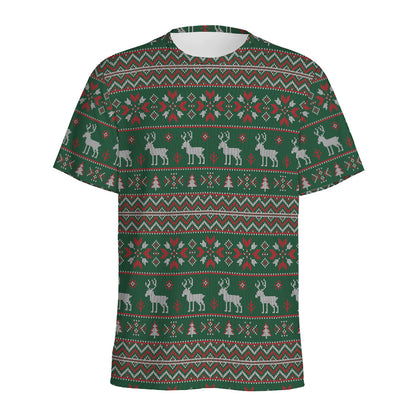 Christmas Holiday Knitted Pattern Print Men's Sports T-Shirt