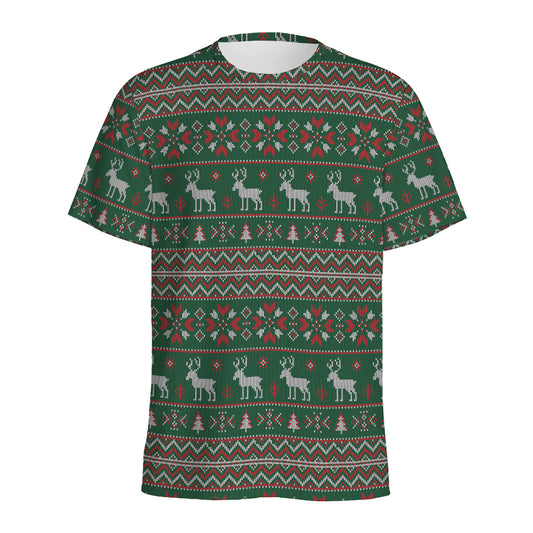 Christmas Holiday Knitted Pattern Print Men's Sports T-Shirt